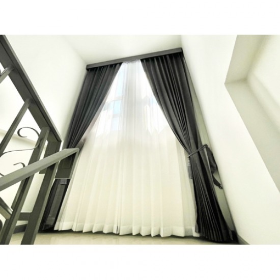 ผ้าม่านแบบจีบโถงบันไดลำลูกกา ผ้าม่านแบบจีบโถงบันไดลำลูกกา